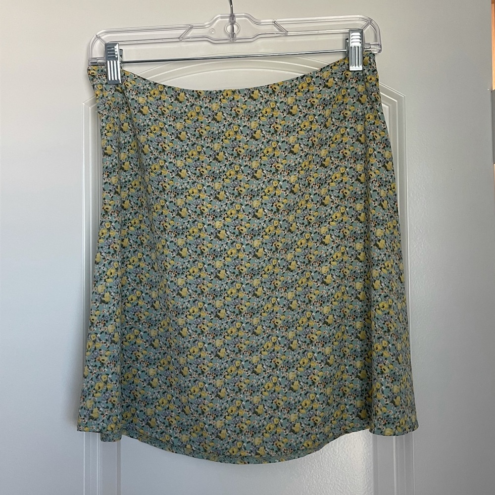 Blue & green floral skirt